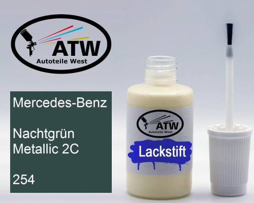 Mercedes-Benz, Nachtgrün Metallic 2C, 254: 20ml Lackstift, von ATW Autoteile West.